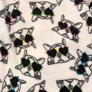 Frenchie bulldog pj lounge pants white pink L
